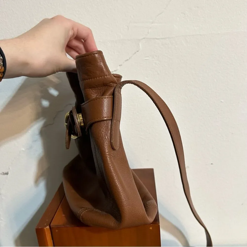 Vintage Coach 4156 Toffee Brown Leather Soho Belted Bucket Buckle Pouch Bag